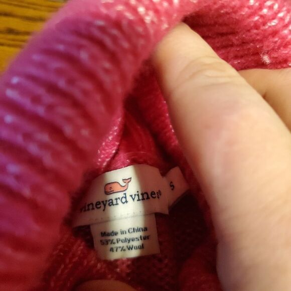 Vineyard vines pink turtleneck wool blend sz small - Picture 4 of 4